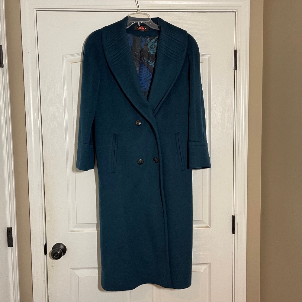 Alorna Super Fina Coat Vintage Wool Blend Scarf Double Breasted Full-Length